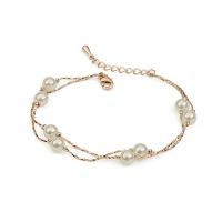 Glass Pearl Zinc Alloy Bracelets, with Glass Pearl, plated, for woman Approx 7 Inch 