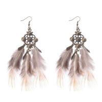 Zinc Alloy Tassel Earring, with Feather, Feather, plated, for woman, 100mm 