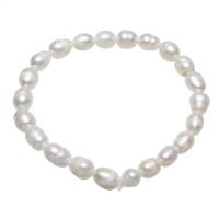 Pulseras de la perla, Perlas cultivadas de agua dulce, Arroz, natural, para mujer, Blanco, 7-8mm, longitud:aproximado 7.5 Inch, Vendido por Sarta