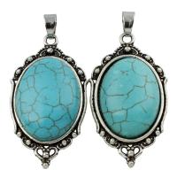 Turquoise Zinc Alloy Pendants, with turquoise, antique silver color plated, nickel & cadmium free Approx 