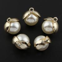 Plastic Zinc Alloy Pendants, with ABS Plastic Pearl, gold color plated, lead & nickel free Approx 2mm 