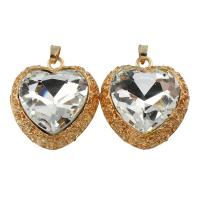 Crystal Zinc Alloy Pendants, with Crystal, Heart, gold color plated, faceted, lead & cadmium free Approx 