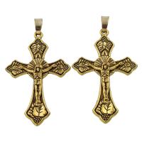 Pendentifs croix en alliage de zinc  , Crucifix, Plaqué de couleur d'or antique, sans plomb et cadmium Environ Vendu par sac