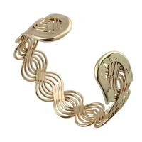 Stainless Steel Cuff Bangle, gold color plated, open Inner Approx 60mm 