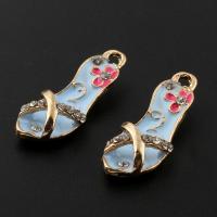 Zinc Alloy Shoes Pendants, gold color plated, enamel & with rhinestone, lead & cadmium free Approx 2mm 