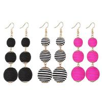 Zinc Alloy Drop Earring, with Silk & Plastic Pearl, zinc alloy post pin, gold color plated, for woman 82mm 