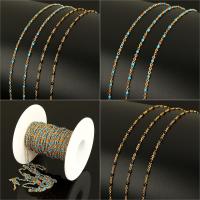 Fashion Stainless Steel Necklace Chain, with plastic spool & Resin, gold color plated, oval chain 