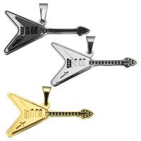 Stainless Steel Musical Instrument and Note Pendant, Guitar, plated Approx 