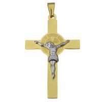 Stainless Steel Cross Pendants, Crucifix Cross, plated, with letter pattern Approx 