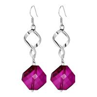Crystal Drop Earring, Zinc Alloy, with Crystal, silver color plated, for woman & faceted 