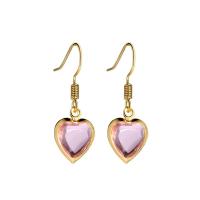 Crystal Drop Earring, Zinc Alloy, with Crystal, Heart, KC gold color plated, for woman 
