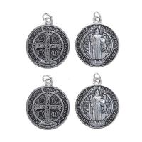 Zinc Alloy Christian Pendant, Flat Round, antique silver color plated, Christian Jewelry, lead & cadmium free, 30mm Approx 1mm 