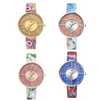 SENORS® Women Jewelry Watch, Leather, with Glass & Rhinestone & Brass & Zinc Alloy, Japanese movement, plated, Life water resistant & adjustable & for woman Approx 9 Inch 