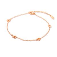 Stainless Steel Anklets Jewelry, with 40mm extender chain, Donut, rose gold color plated, oval chain & for woman, 7mm Approx 8.3 Inch 