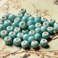 Glasierte Porzellan Perlen, rund, glaciert, keine, 6mm, Bohrung:ca. 2.5-3mm, verkauft von PC