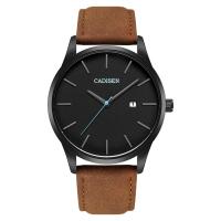 CADISEN® Men Watch, Cowhide, with Glass & Stainless Steel & Zinc Alloy, Japanese movement, black ionic, Life water resistant & adjustable & for man Approx 8 Inch 