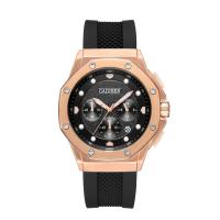 CADISEN® Men Watch, Silicone, with Glass & Stainless Steel, Chinese movement, plated, Life water resistant & for man Approx 8 Inch 