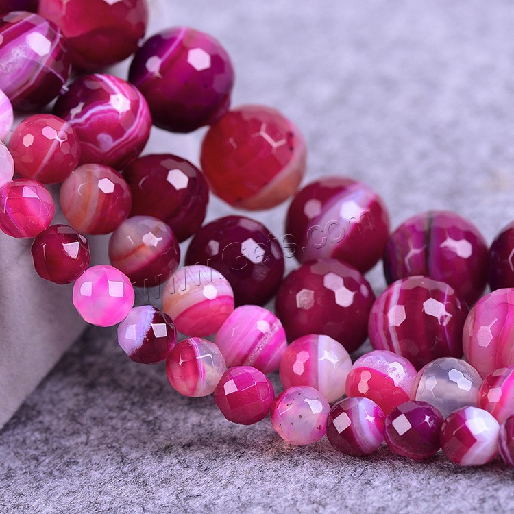 Natürliche Rosa Achat Perlen, rund, verschiedene Größen vorhanden & facettierte, Länge:ca. 15.7 ZollInch, verkauft von Strang