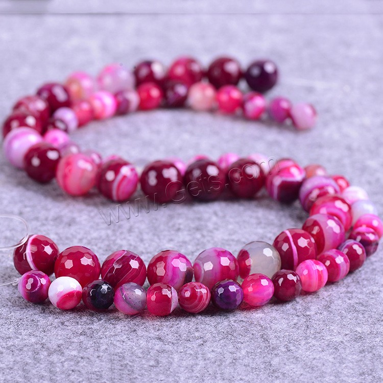 Natürliche Rosa Achat Perlen, rund, verschiedene Größen vorhanden & facettierte, Länge:ca. 15.7 ZollInch, verkauft von Strang