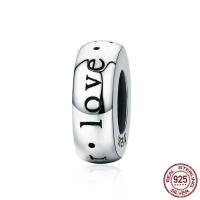 No Troll Thailand Sterling Silver European Beads, Rondelle, word love, with letter pattern & without troll Approx 4.5-5mm 