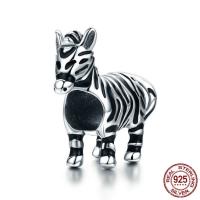 Enamel Thailand Sterling Silver European Beads, Zebra, without troll Approx 4.5-5mm 