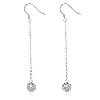 Cubic Zircon Brass Earring, with Cubic Zirconia, real silver plated, for woman, lead & cadmium free 