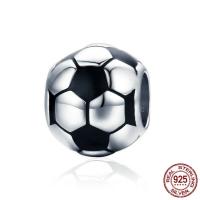 Enamel Thailand Sterling Silver European Beads, Football, without troll Approx 4.5-5mm 