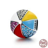 Cubic Zirconia Thailand Sterling Silver European Beads, Round, without troll & enamel & with cubic zirconia Approx 4.5-5mm 