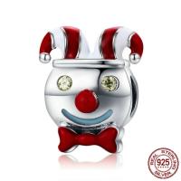 Cubic Zirconia Thailand Sterling Silver European Beads, clown, without troll & enamel & with cubic zirconia Approx 4.5-5mm 