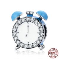 Cubic Zirconia Thailand Sterling Silver European Beads, Clock, without troll & enamel & with cubic zirconia Approx 4.5-5mm 
