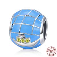 Enamel Sterling Silver European Beads, 925 Sterling Silver, Rondelle, without troll Approx 4.5-5mm 