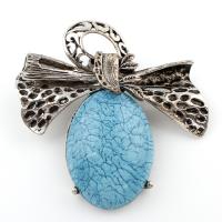 Turquoise Zinc Alloy Pendants, with Resin, antique silver color plated, lead & cadmium free Approx 