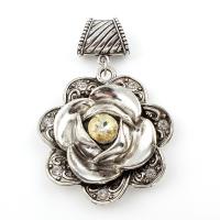 Zinc Alloy Scarf Pendants, Flower, antique silver color plated, with rhinestone, lead & cadmium free Approx 