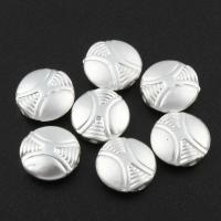 Zinc Alloy Jewelry Beads, Flat Round, silver color plated, lead & cadmium free Approx 0.8mm 