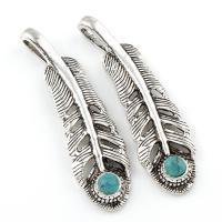 Turquoise Zinc Alloy Pendants, with Synthetic Turquoise, Feather, antique silver color plated, for woman, lead & cadmium free Approx 