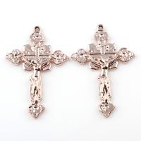 Zinc Alloy Christian Pendant, Crucifix Cross, real rose gold plated, for woman, lead & cadmium free Approx 1.5mm 