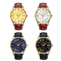 DOM® Watch Collection, Leather, with Glass & Stainless Steel, Japanese movement, plated, Life water resistant & adjustable & for man & with rhinestone Approx 9 Inch 