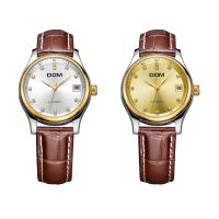 DOM® Watch Collection, Leather, with Glass & Stainless Steel, Japanese movement, plated, Life water resistant & Unisex & adjustable & for couple & with rhinestone 