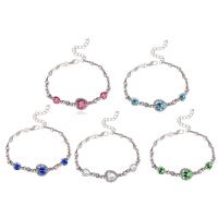 Zinc Alloy Crystal Bracelets, with Crystal, with 1.9lnch extender chain, Heart, platinum color plated, for woman & faceted & with rhinestone Approx 6.8 Inch 