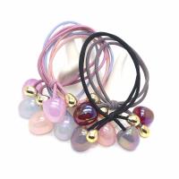 Ponytail Holder, Nylon, with Glass & Zinc Alloy, gold color plated, durable & elastic 55mm 