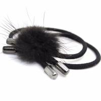 Ponytail Holder, Nylon, with Plush, durable & elastic, black, 55mm 