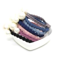 Ponytail Holder, Nylon, with Plastic Pearl, durable & elastic 55mm 