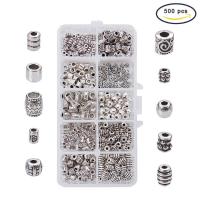 Zinc Alloy Jewelry Beads, with Plastic Box, antique silver color plated, mixed, lead & cadmium free Approx 1.5-3mm 