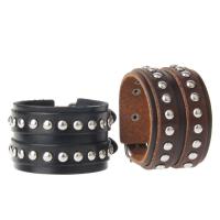 Cowhide Bracelet, with Zinc Alloy, silver color plated, durable & Unisex & adjustable 46mm Approx 10 Inch 