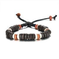 Natural Stone Bracelet, with Nylon Cord & Wood, adjustable & for man, 9mm Approx 11 Inch 