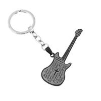 alliage de zinc porte-clés, avec Pendentif en acier inoxydable, guitare, Placage, unisexe & avec le motif de lettre, 100mm, 30mm, Vendu par PC