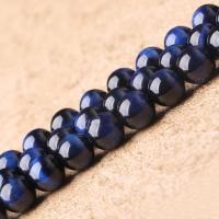 Tigerauge Perle, rund, natürlich, verschiedene Größen vorhanden, blau, Länge:ca. 15.7 ZollInch, verkauft von Strang