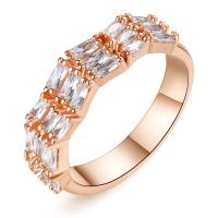 Цирконий Micro Pave Латунь палец кольцо, плакированный цветом розового золота, разный размер для выбора & инкрустированное микро кубического циркония & Женский, не содержит никель, свинец, продается PC