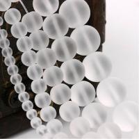 Synthetic Quartz Beads, Round, natural & frosted, clear .7 Inch 