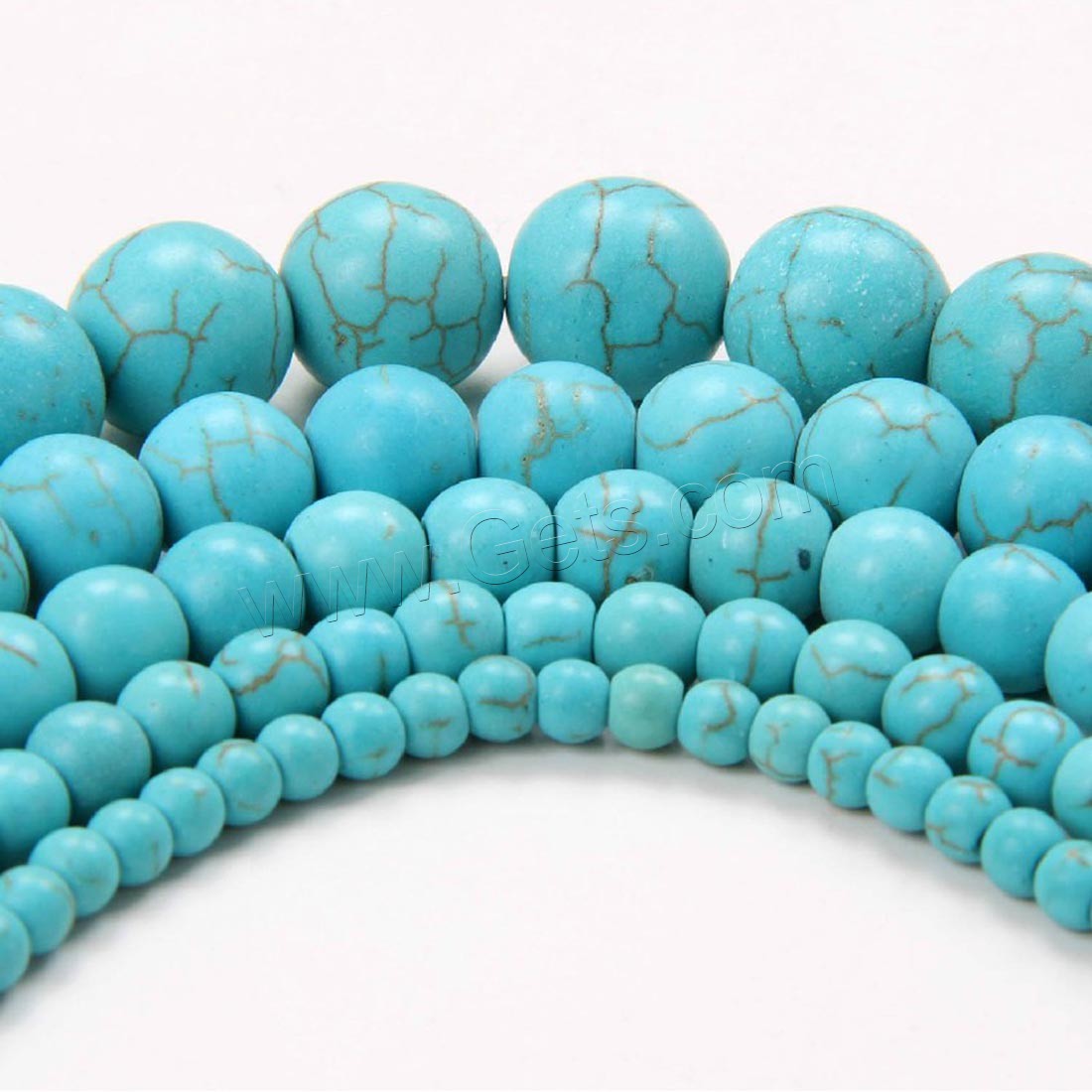 Synthetische Türkis Perlen, rund, natürlich, verschiedene Größen vorhanden, blau, Länge:ca. 15.7 ZollInch, verkauft von Strang